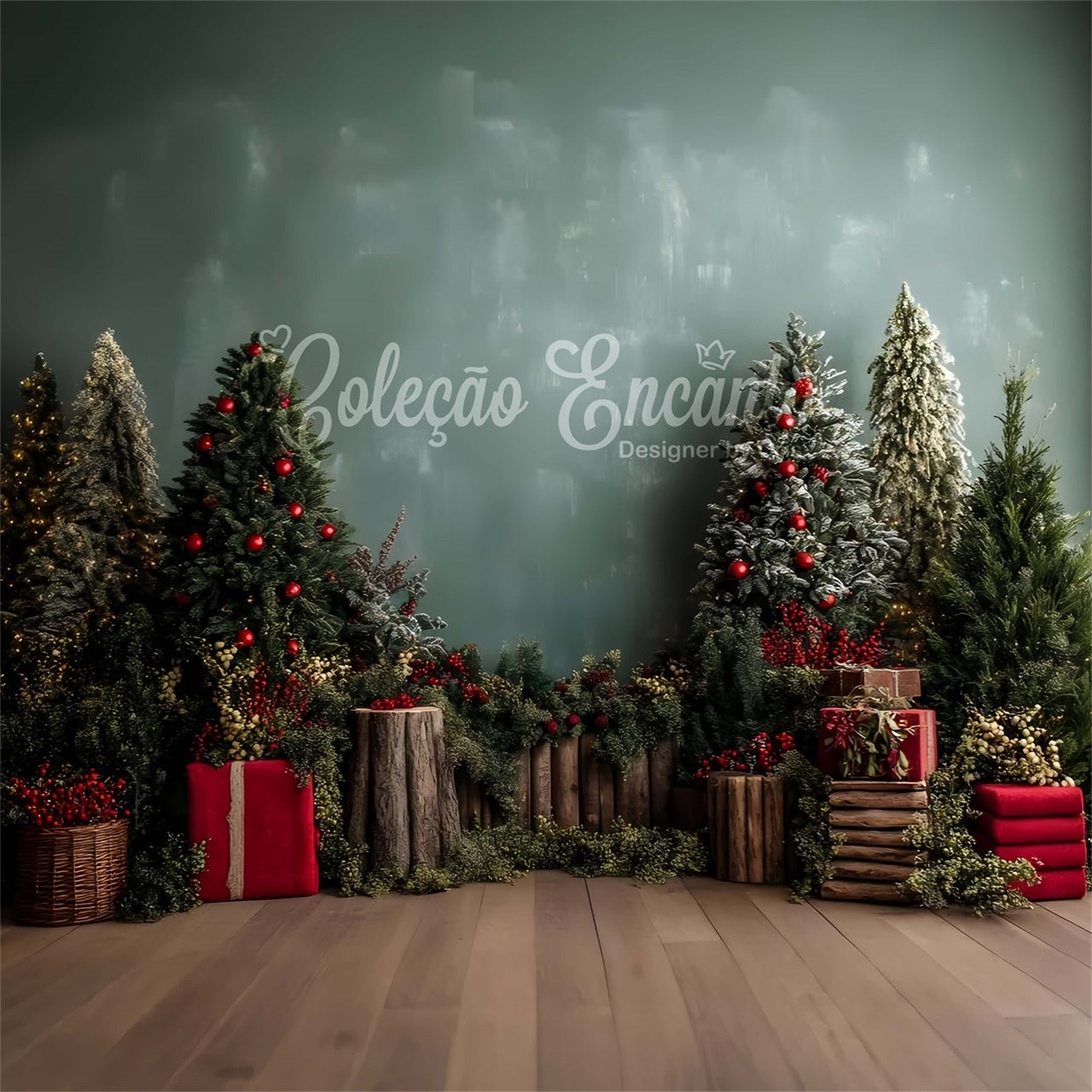 Christmas Tree Backdrop Green Wall Woodland Setup Backdrop By Magali