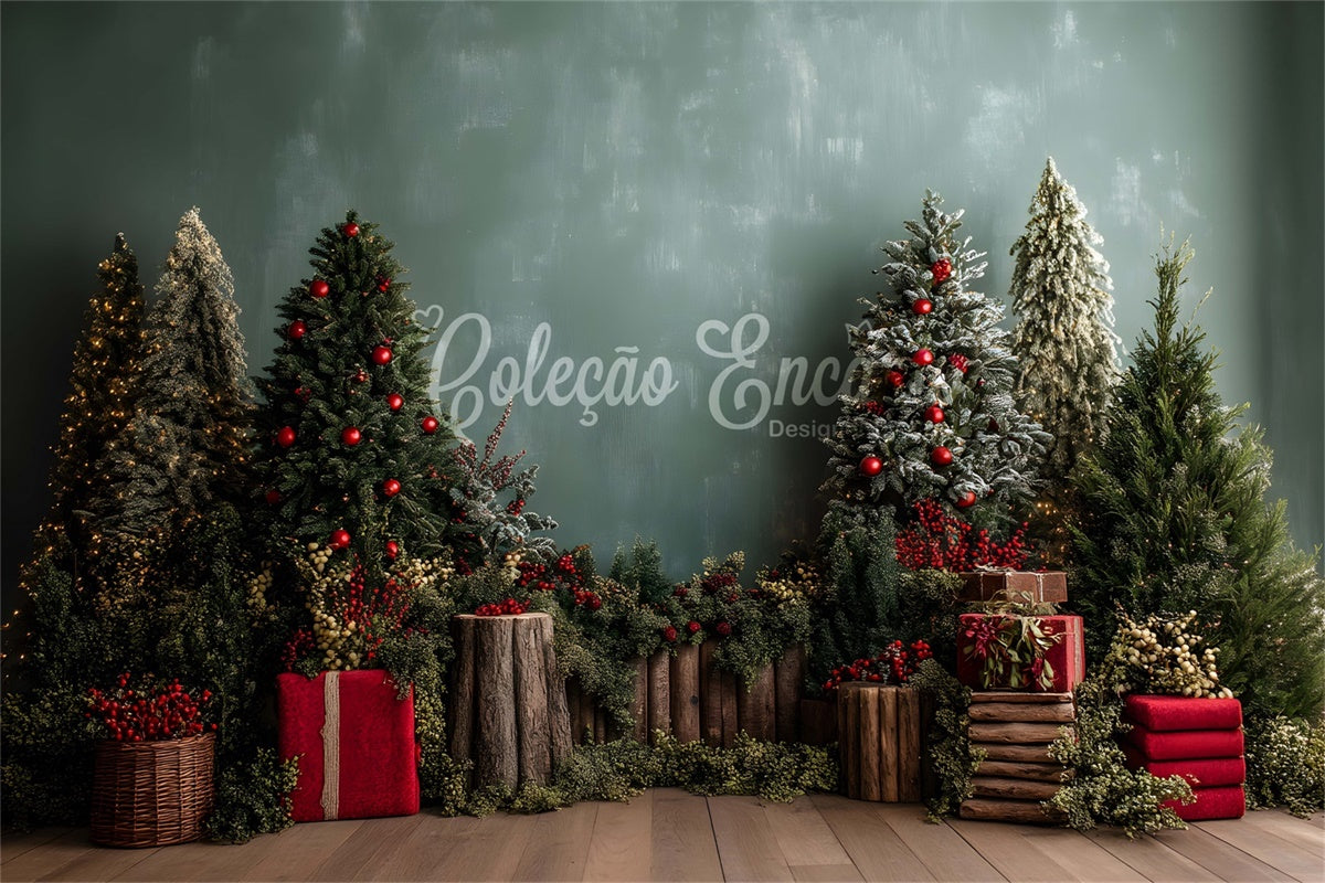 Christmas Tree Backdrop Green Wall Woodland Setup Backdrop By Magali
