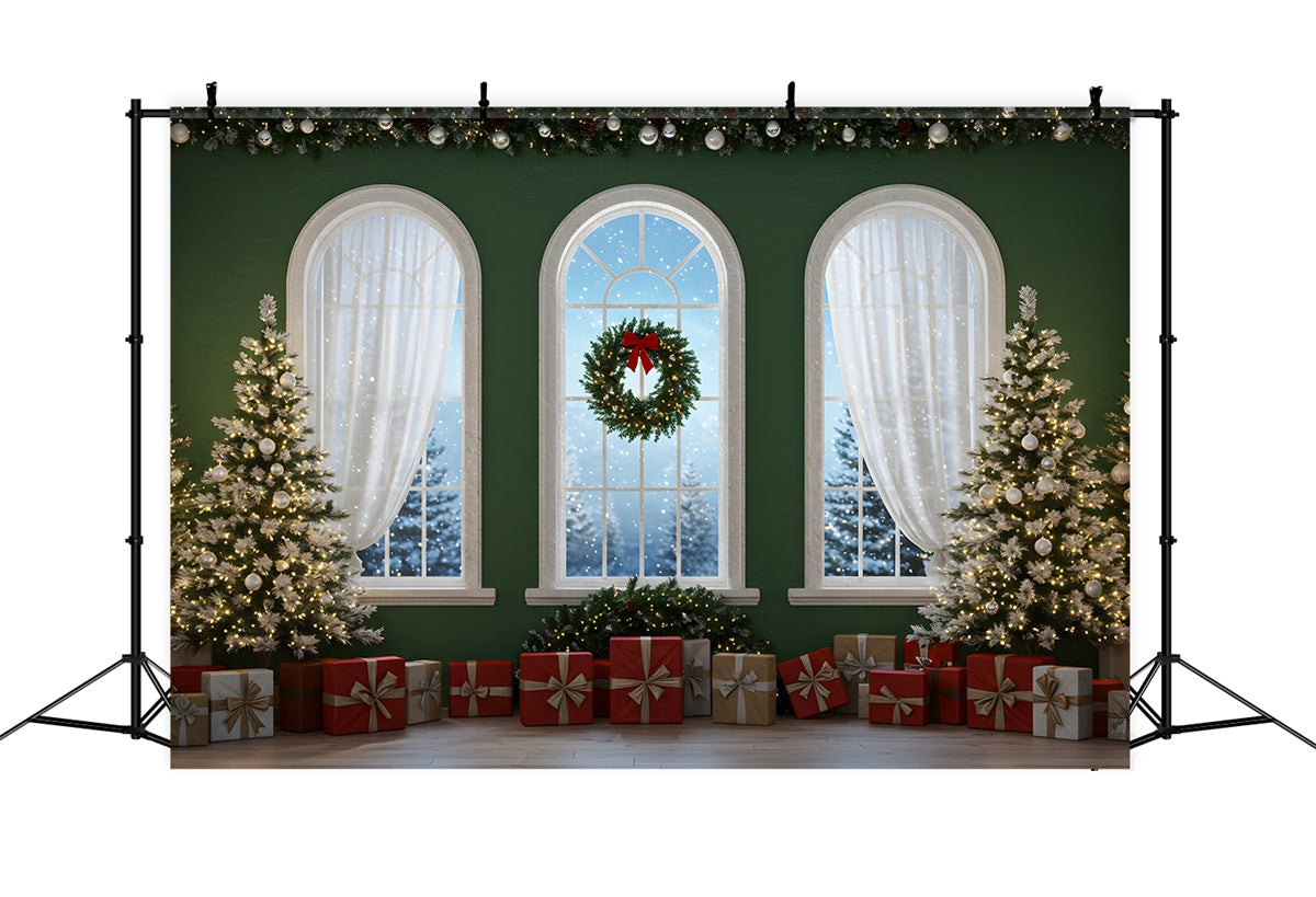 Christmas Backdrop Ideas Festive Garland Presents Backdrop By Magali