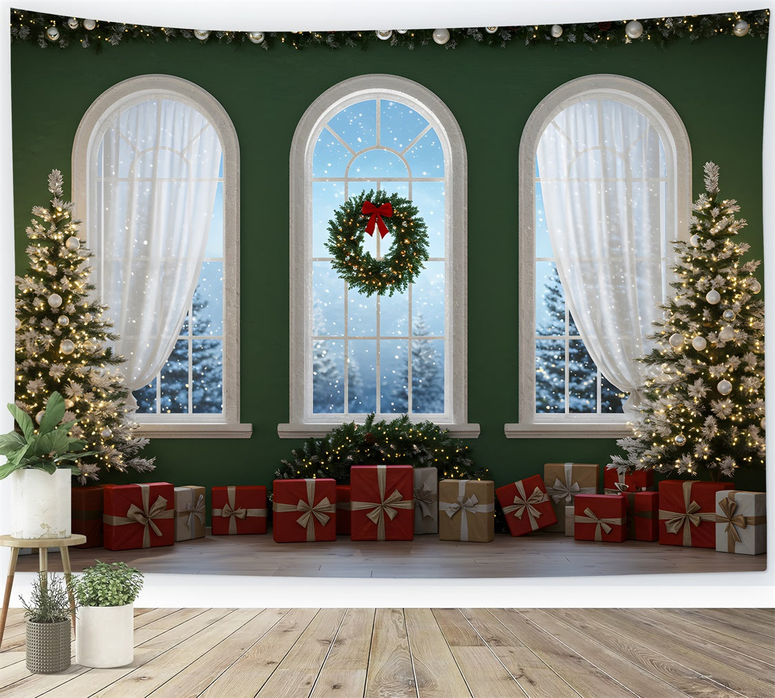 Christmas Backdrop Ideas Festive Garland Presents Backdrop By Magali