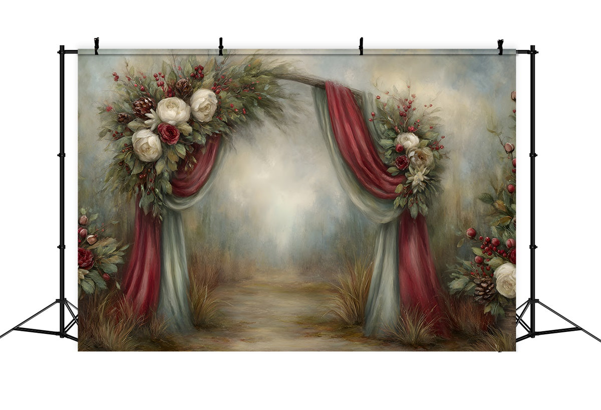 Christmas Backdrop Rustic Holiday Floral Archway Backdrop By Magali