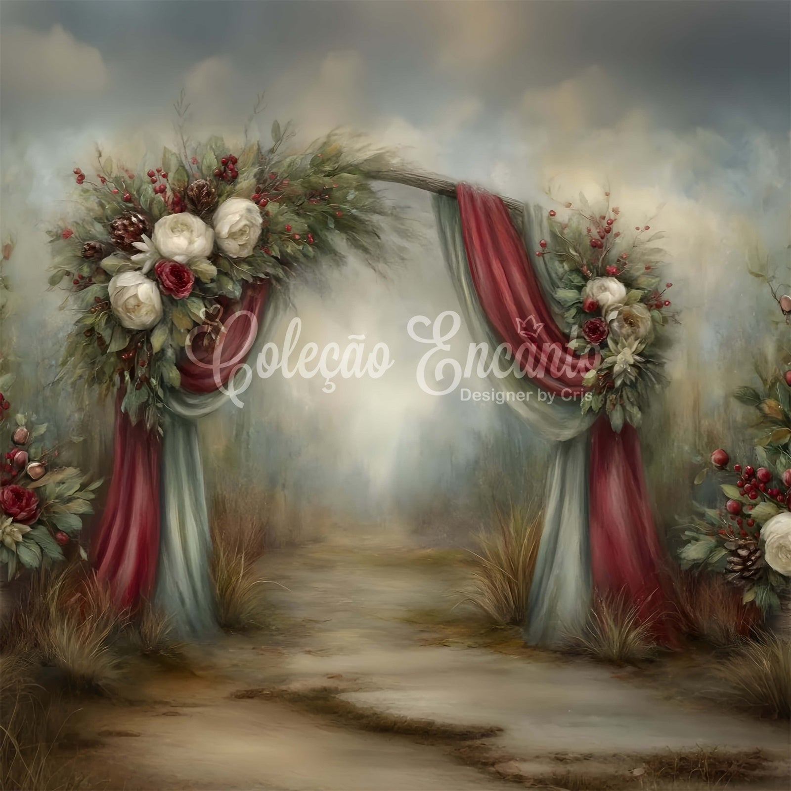 Christmas Backdrop Rustic Holiday Floral Archway Backdrop By Magali
