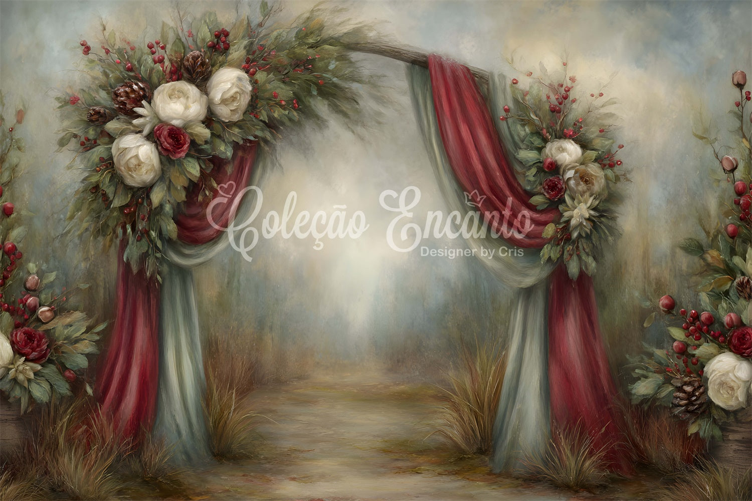 Christmas Backdrop Rustic Holiday Floral Archway Backdrop By Magali