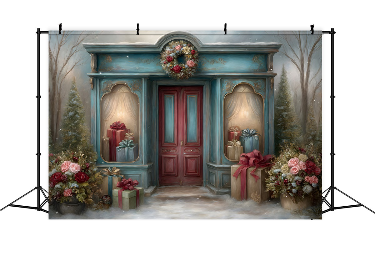 Christmas Backdrop For Photos Boutique Red Door Gift Backdrop By Magali
