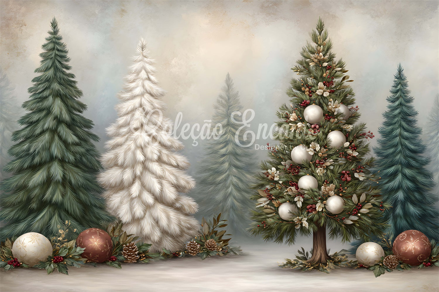 Christmas Tree Backdrop Christmas Pine Tree Ornament Backdrop By Magali