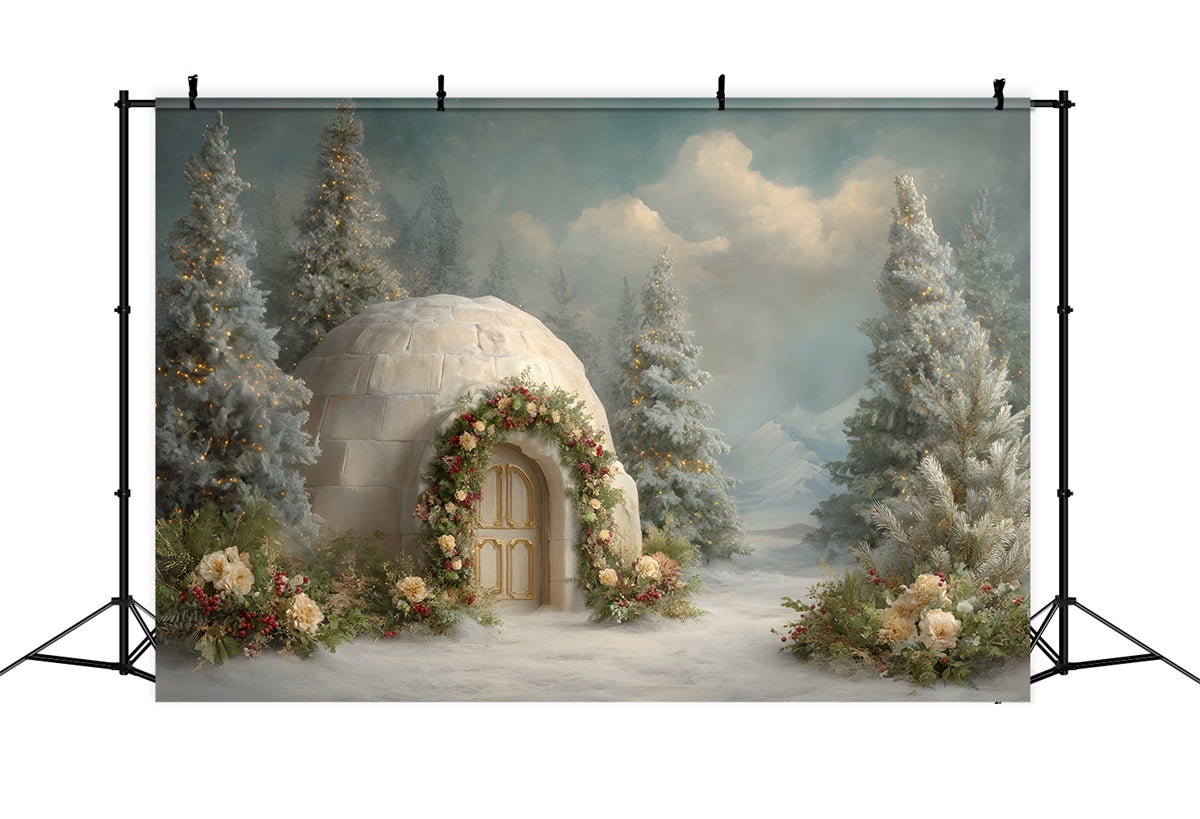 Christmas Backdrops Sale Snow House Holiday Garland Backdrop By Magali