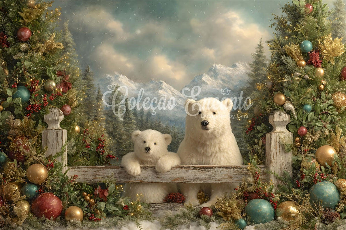 Christmas Backdrop Ideas Polar Bears Mountain View Backdrop By Magali