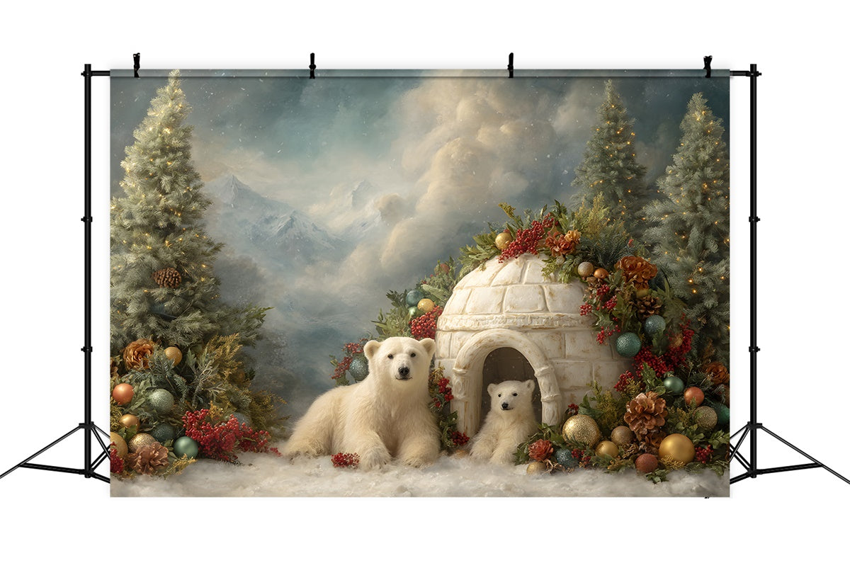 Christmas Photo Backdrop Polar Bear Christmas Igloo Backdrop By Magali