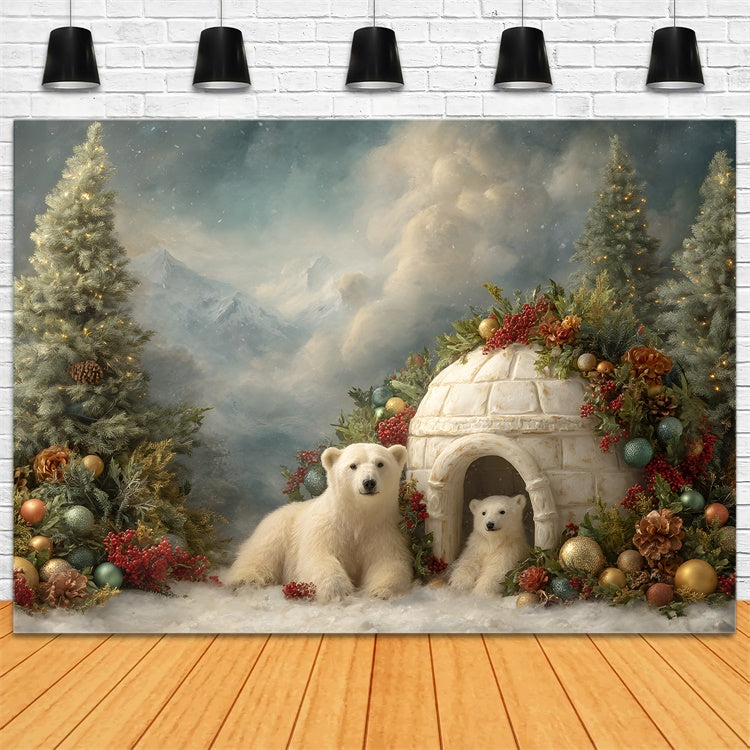 Christmas Photo Backdrop Polar Bear Christmas Igloo Backdrop By Magali