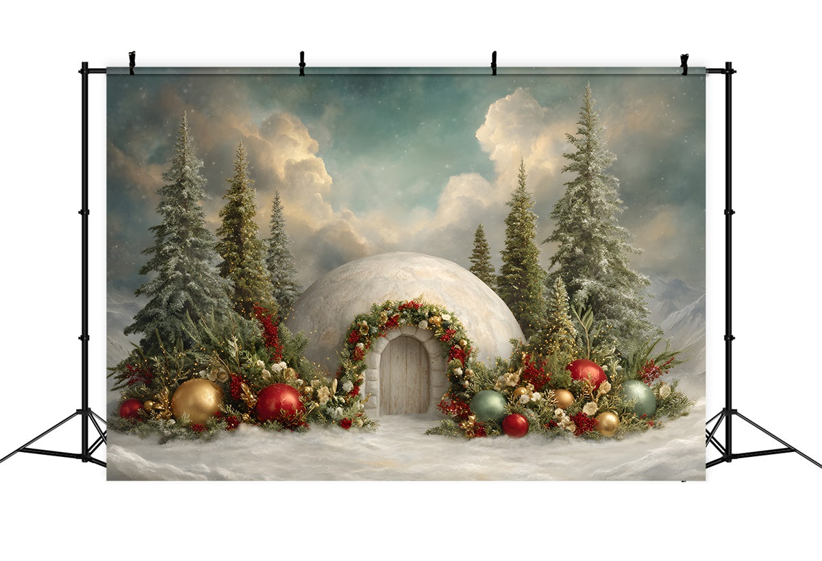 Christmas Photo Backdrops Forest Snow House Floral Backdrop By Magali
