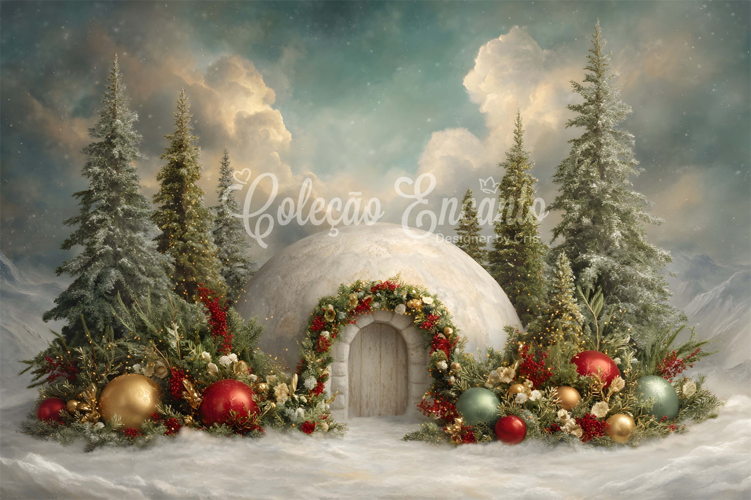Christmas Photo Backdrops Forest Snow House Floral Backdrop By Magali