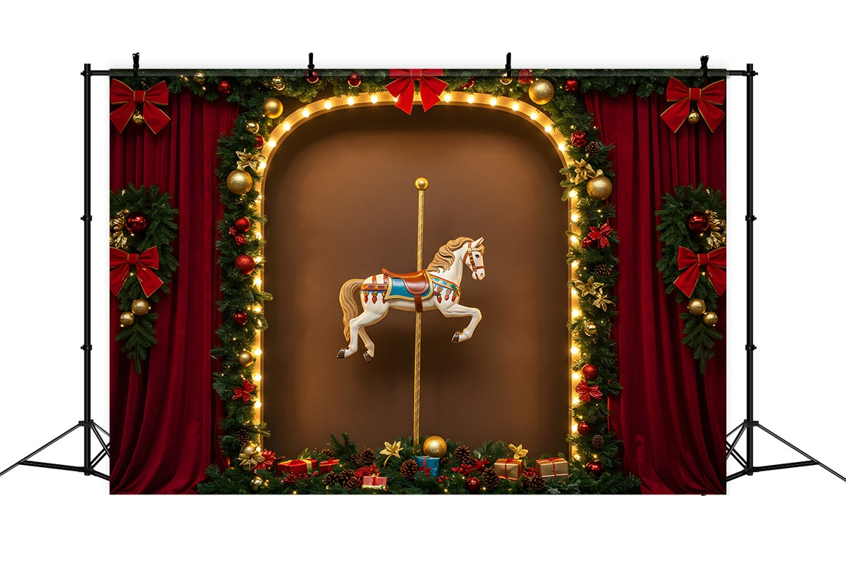 Christmas Backdrops Red Theater Garland Carousel Backdrop By Magali