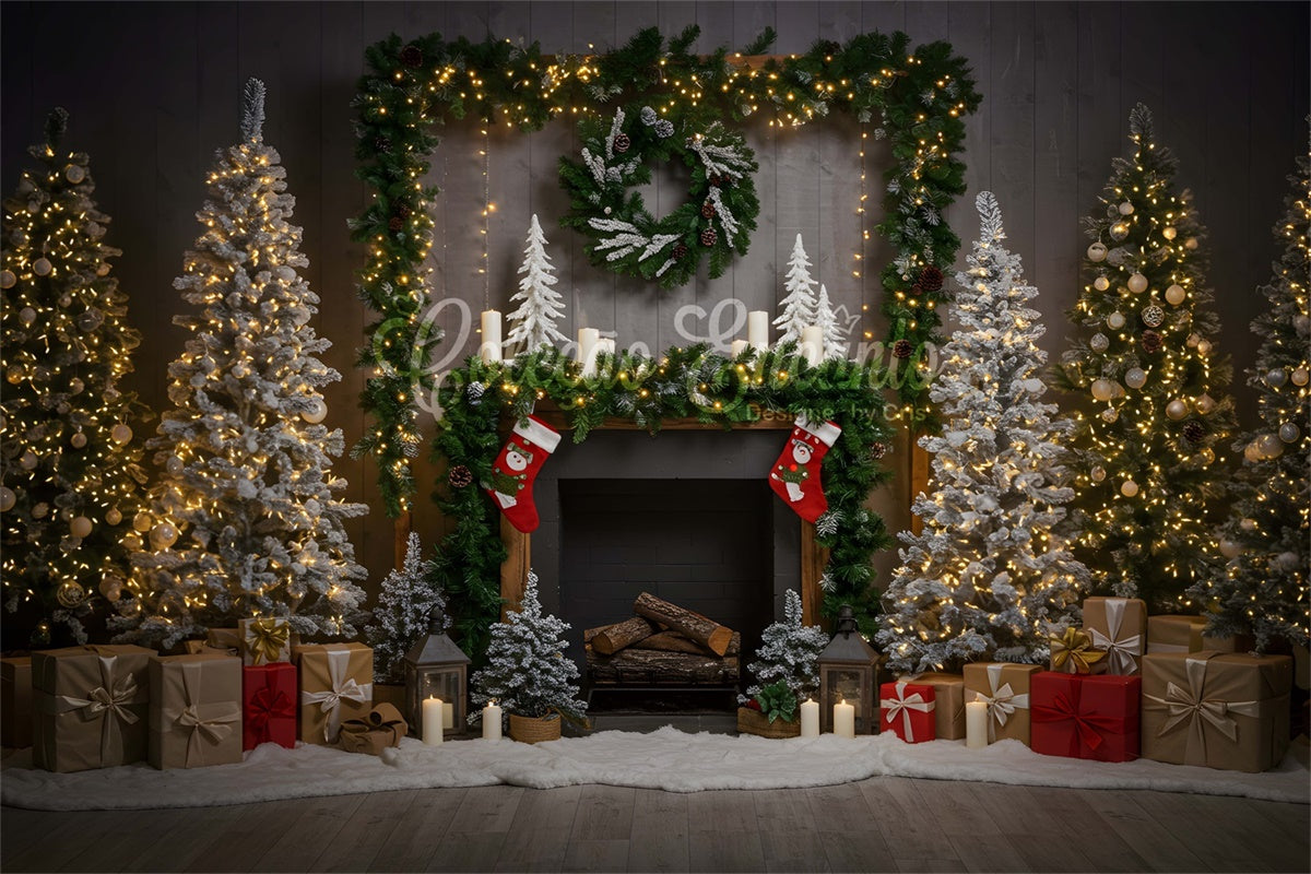 Christmas Fireplace Backdrop Fireplace Present Display Backdrop By Magali