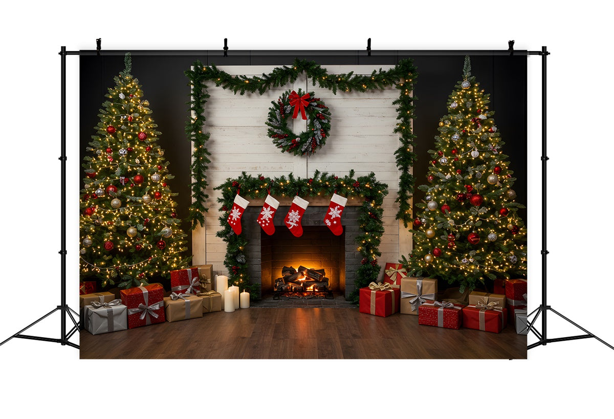 Christmas Fireplace Backdrop Holiday Living Room Fireplace Backdrop By Magali