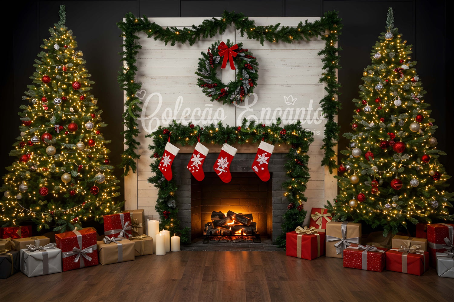 Christmas Fireplace Backdrop Holiday Living Room Fireplace Backdrop By Magali