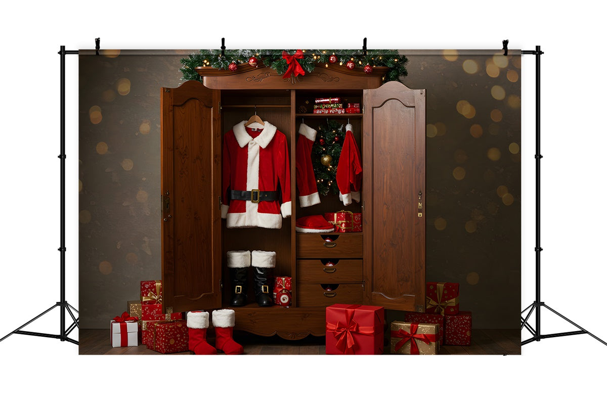 Christmas Photo Backdrop Santa Costume Closet Gift Backdrop By Magali