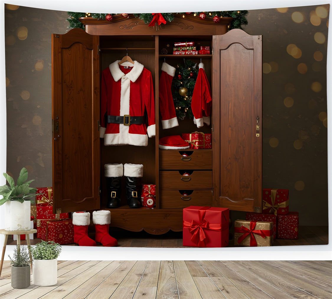 Christmas Photo Backdrop Santa Costume Closet Gift Backdrop By Magali