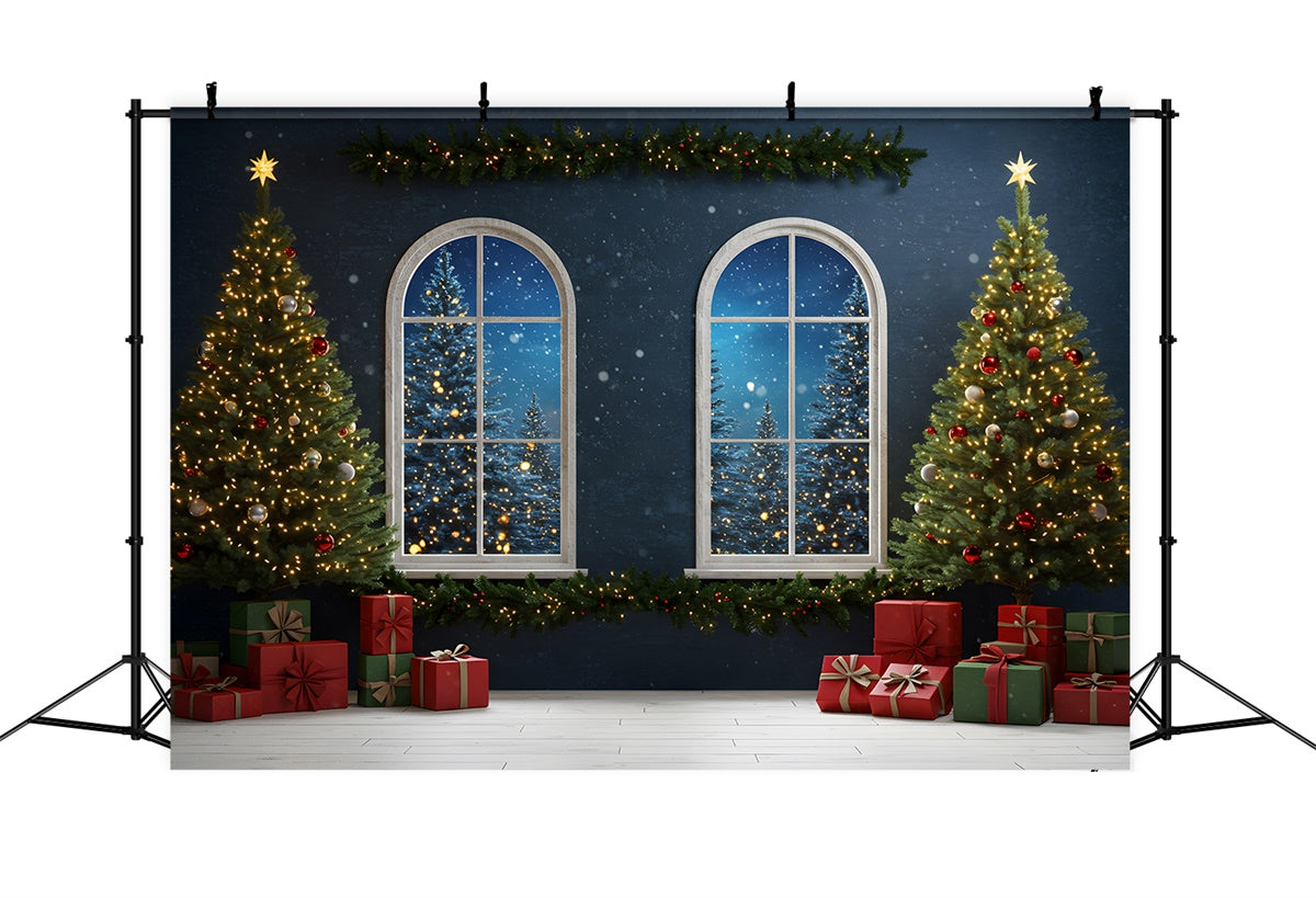 Christmas Photo Backdrops Eve Window Lighted Tree Backdrop By Magali