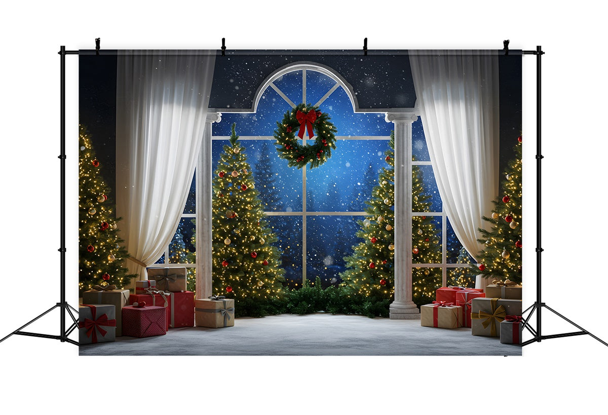 Christmas Tree Backdrop Window Drapes Decor Backdrop By Magali