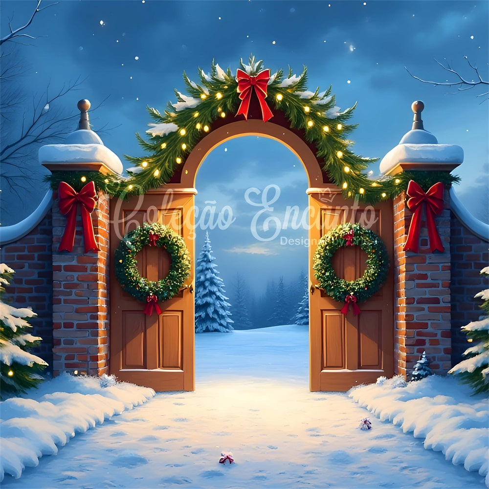 Christmas Backdrop Ideas Wreath Snowy Entry Backdrop By Magali