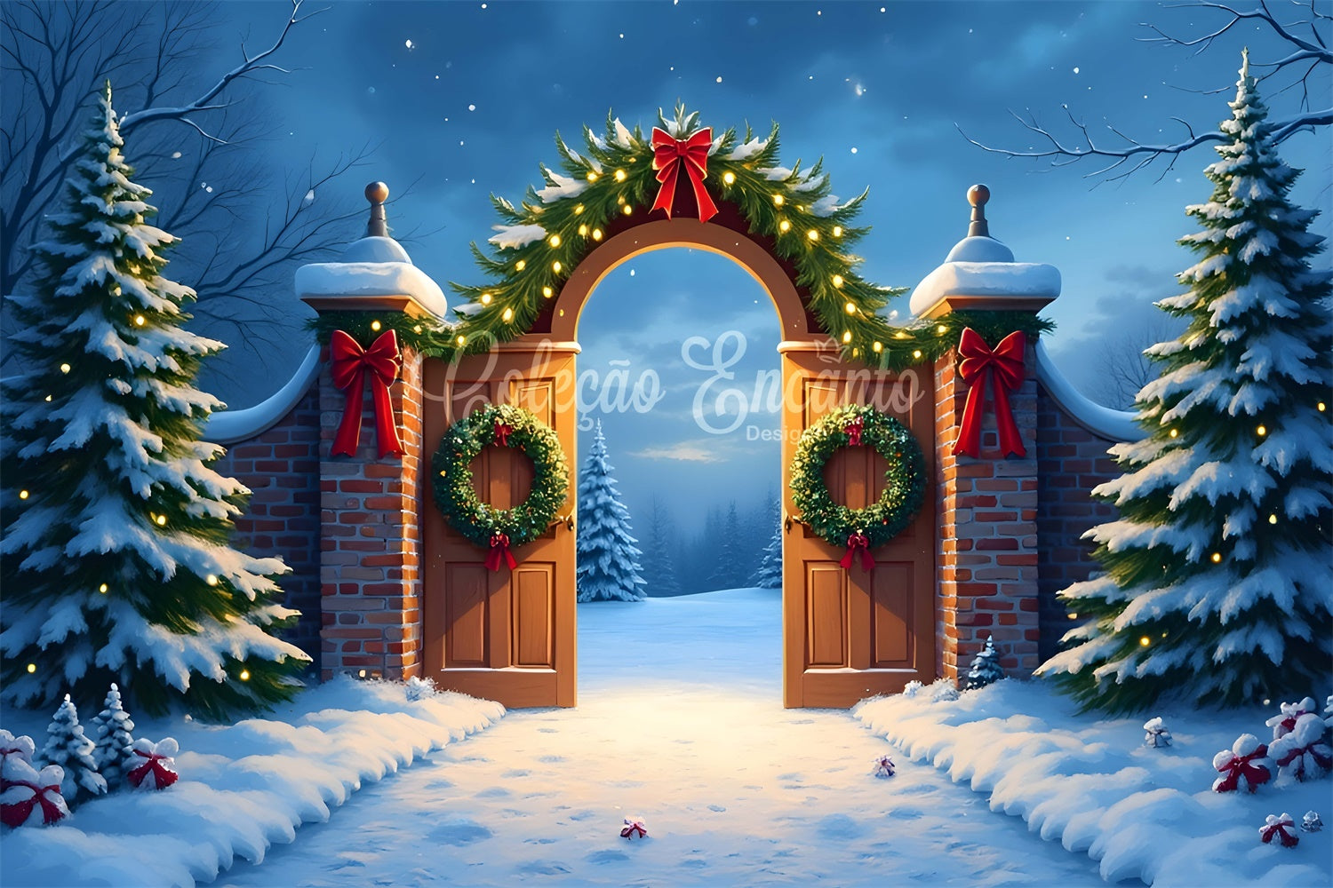 Christmas Backdrop Ideas Wreath Snowy Entry Backdrop By Magali