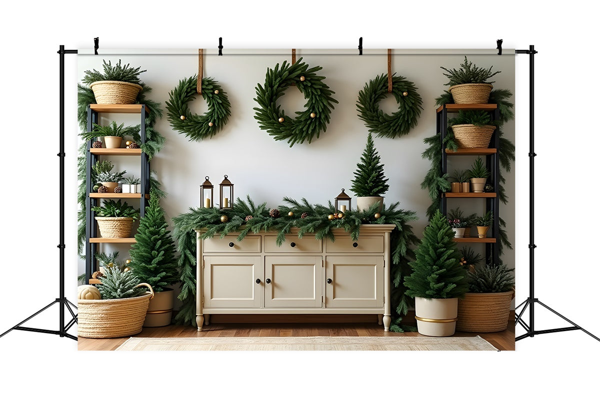 Professional Christmas Backdrops Pine Wreath Decor Backdrop By Magali