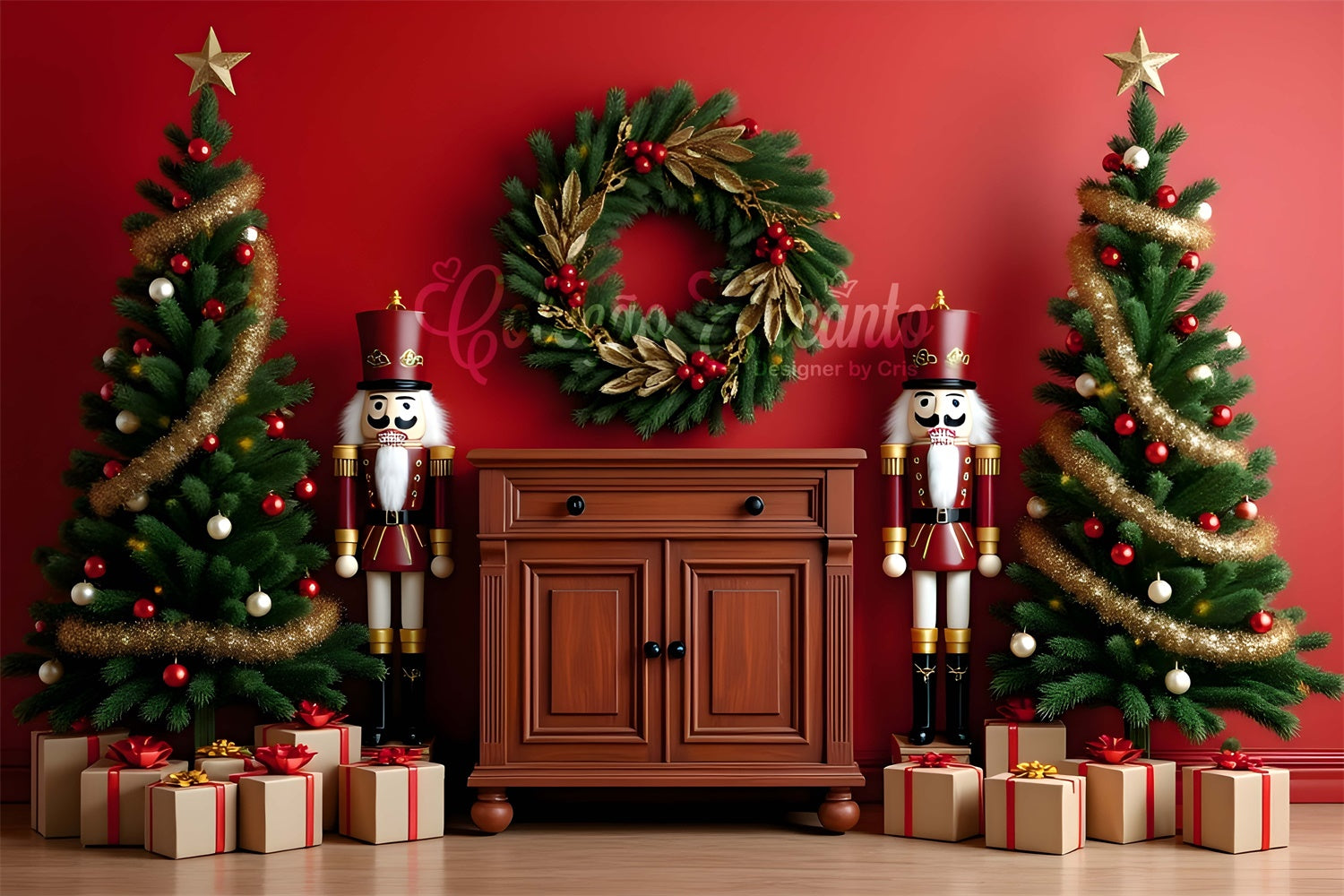 Xmas Backdrops Twin Tree Nutcracker Celebration Backdrop By Magali