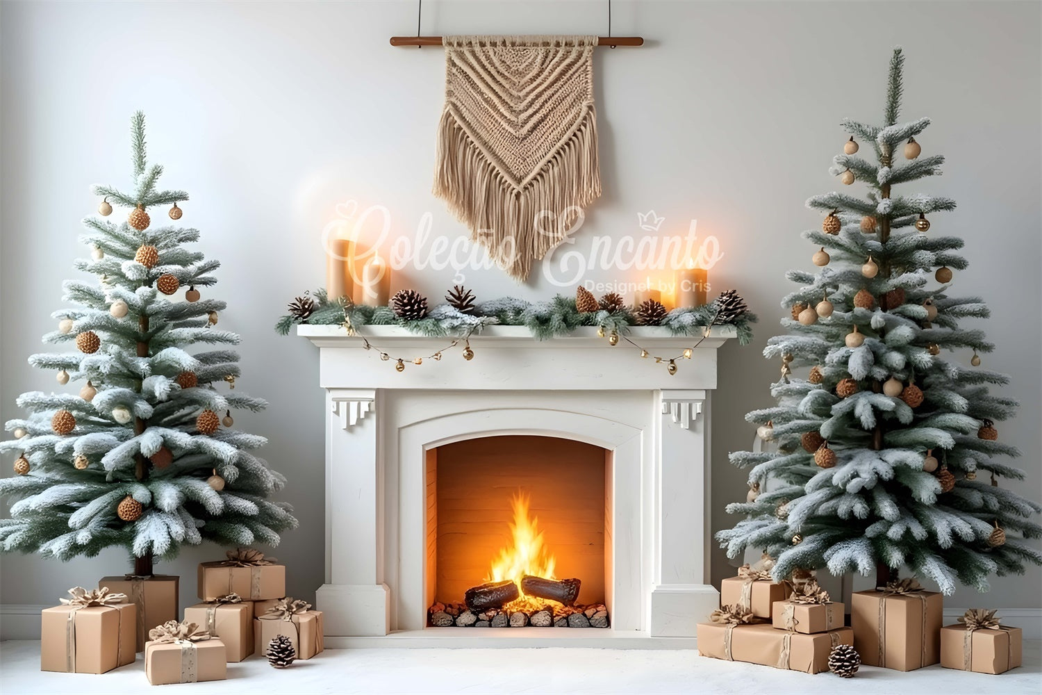 Christmas Fireplace Backdrop Rustic Pine Cone Fireplace Backdrop By Magali