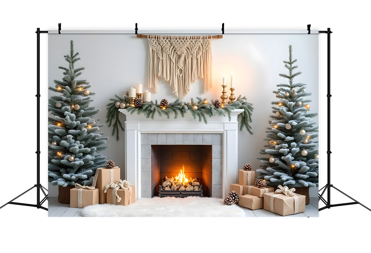 High Resolution Christmas Backdrop Pine Garland Fireplace Backdrop By Magali