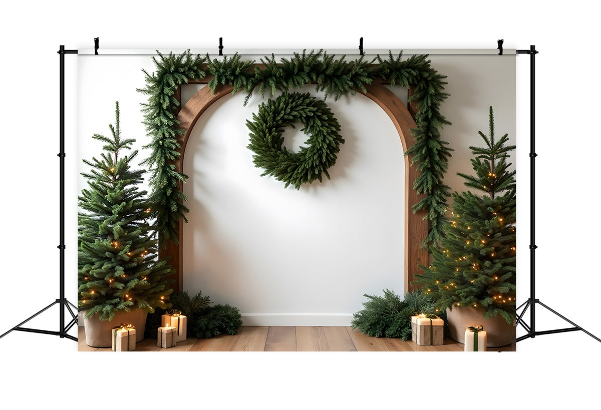 Christmas Backdrop Ideas Evergreen Arch Garland Backdrop By Magali