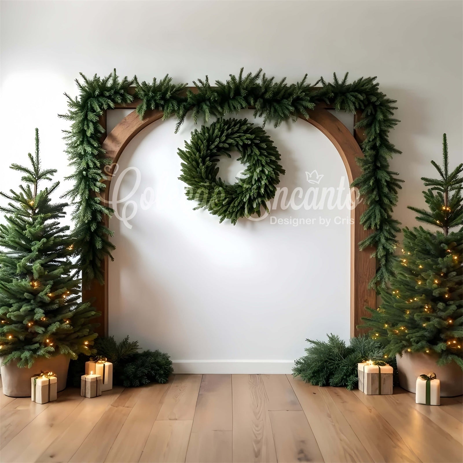 Christmas Backdrop Ideas Evergreen Arch Garland Backdrop By Magali