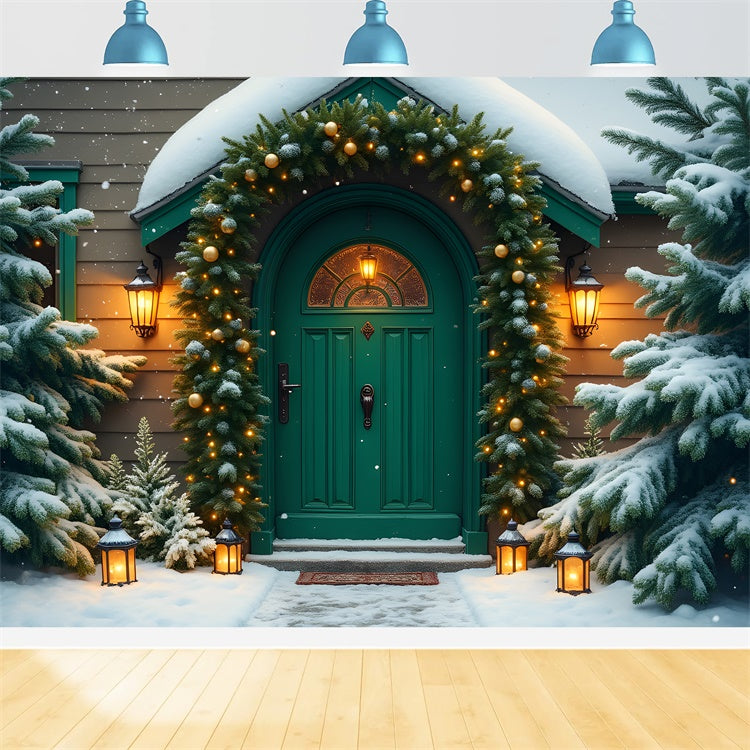 Christmas Backdrops Green Door Holiday Backdrop By Magali
