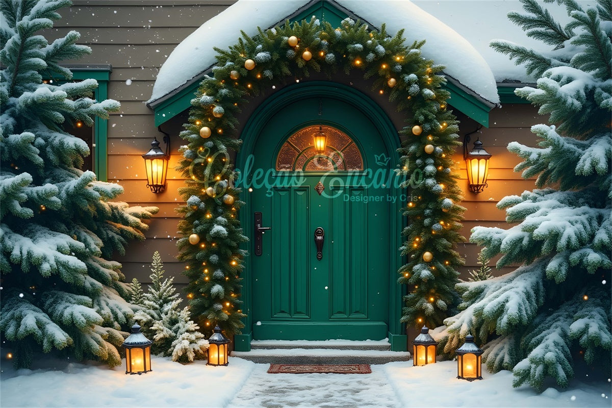 Christmas Backdrops Green Door Holiday Backdrop By Magali