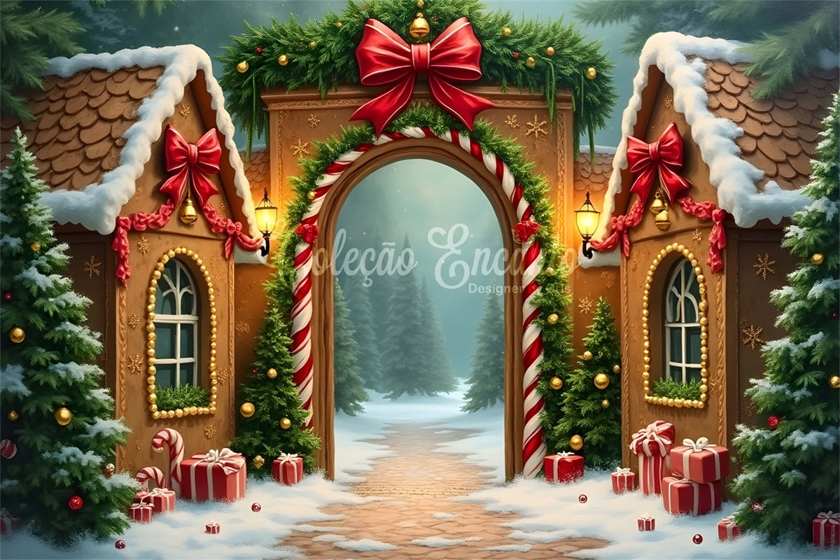 Christmas Village Backdrop Gingerbread Town Bow Backdrop By Magali
