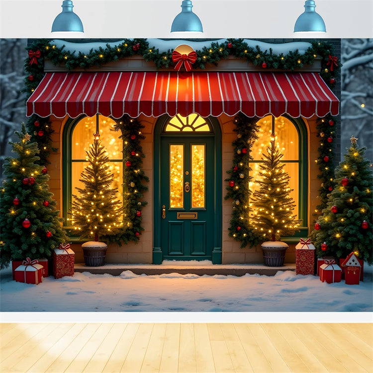 Xmas Backdrop Glowing Tree Window Shop Backdrop By Magali