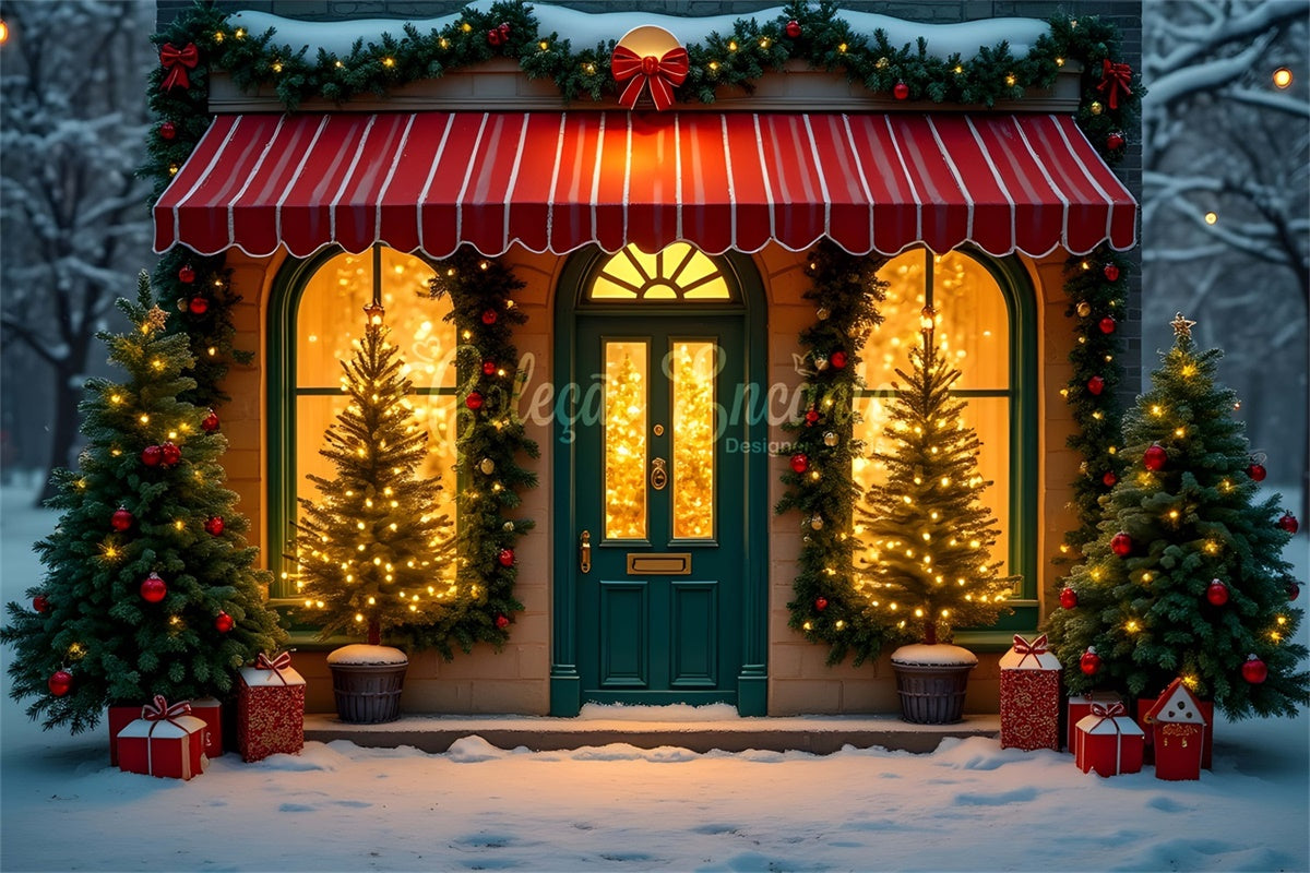 Xmas Backdrop Glowing Tree Window Shop Backdrop By Magali