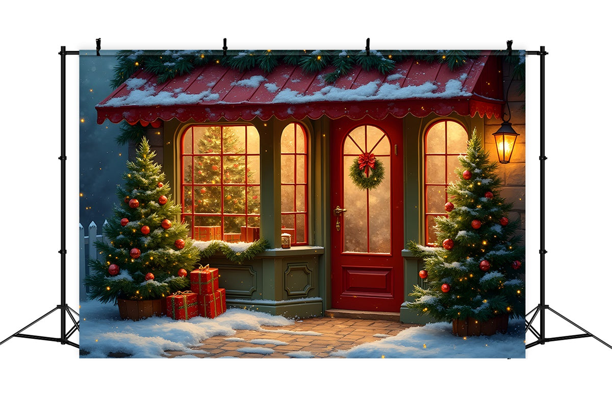 Christmas Backdrops Sale Red Door Pine Porch Backdrop By Magali
