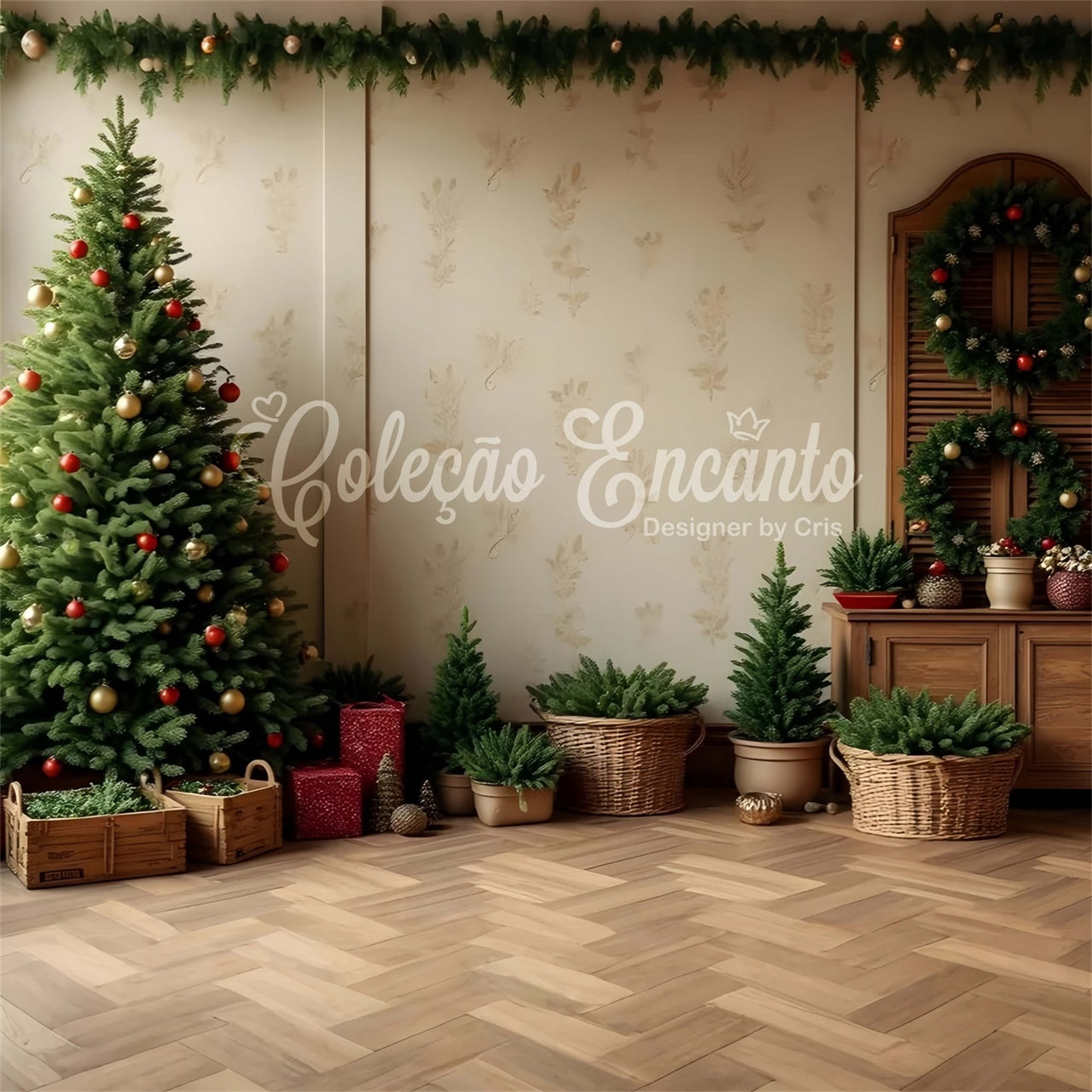 Christmas Tree Backdrop Indoor Gifts Decor Backdrop By Magali