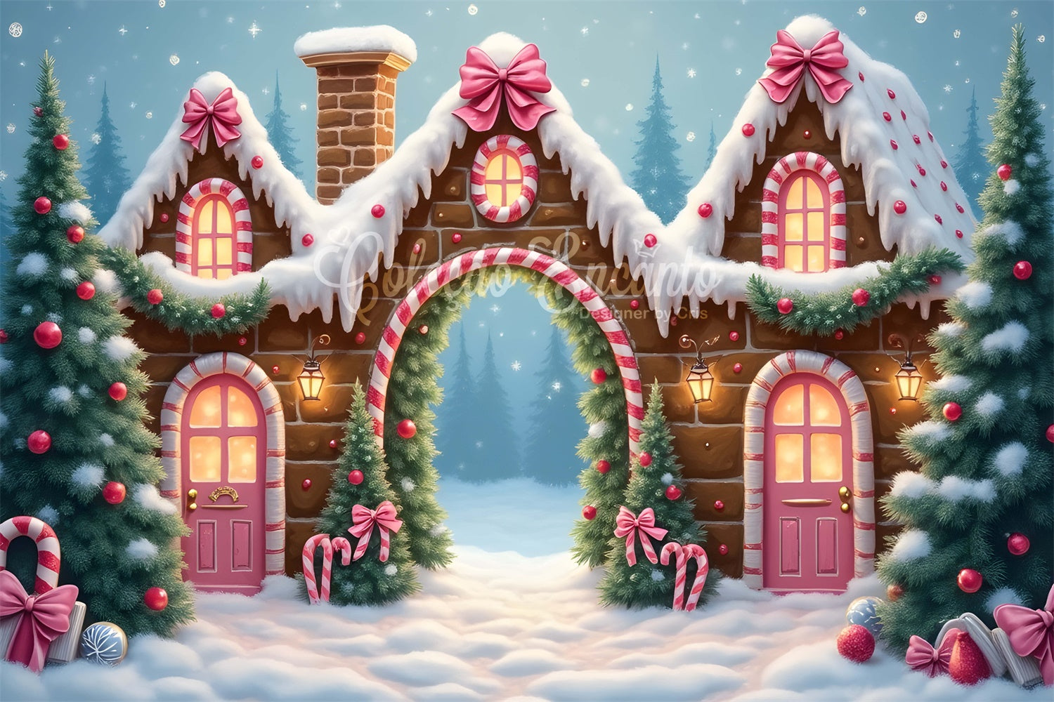 Christmas Village Backdrop Gingerbread Candy Cane Backdrop By Magali