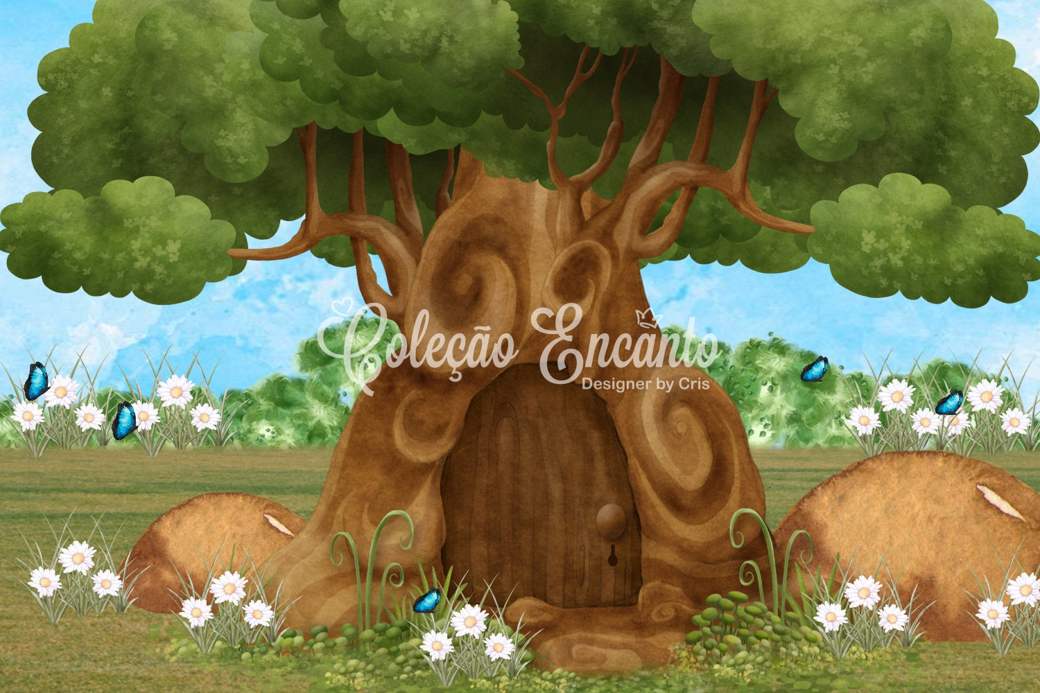 Backdrop For Kids Enchanted Tree Door Daisy Garden Butterfly Backdrop By Magali