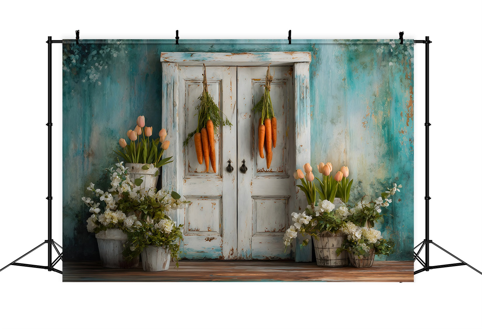 Easter Tulip Backdrop Carrot Door Flower Decor Easter Photo Backdrop By Magali