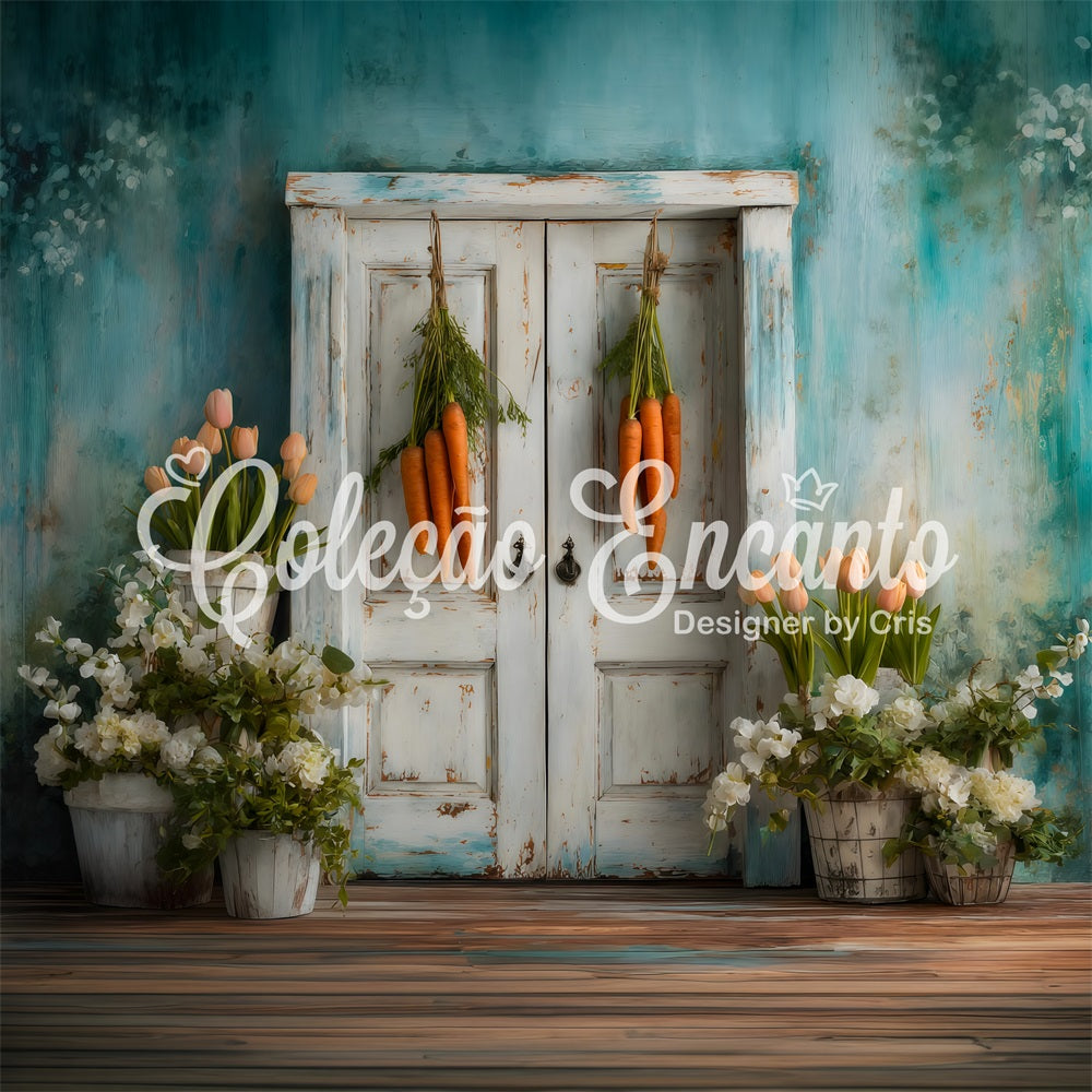 Easter Tulip Backdrop Carrot Door Flower Decor Easter Photo Backdrop By Magali