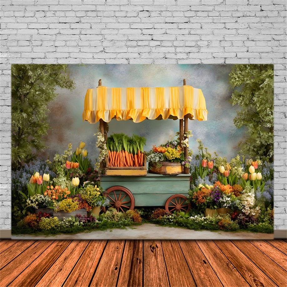 Easter Carrot Backdrop Colorful Cart Spring Blooms Easter Backdrops By Magali