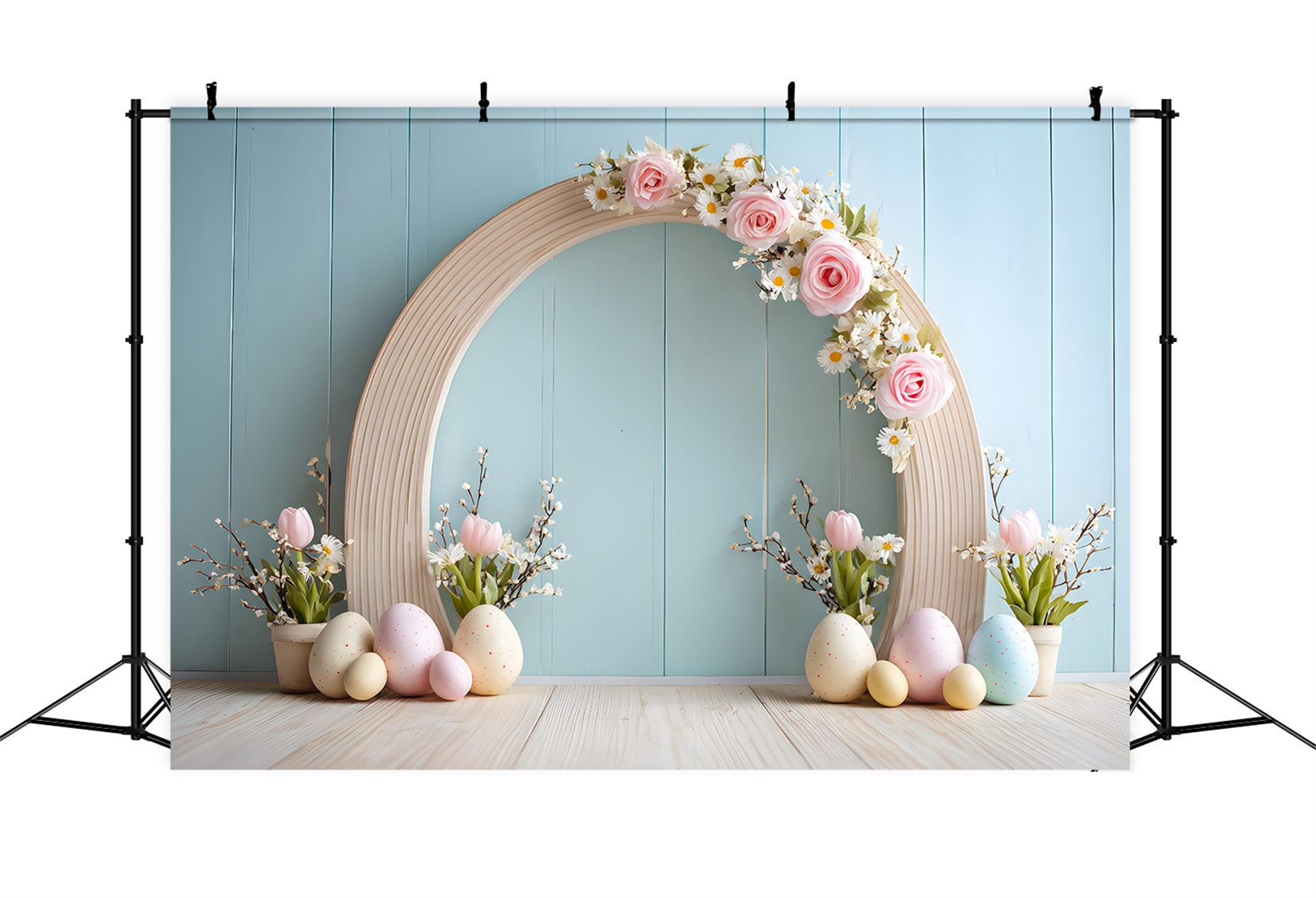 Easter Egg Backdrop Pastel Arch Floral Wall Easter Picture Backdrops By Magali