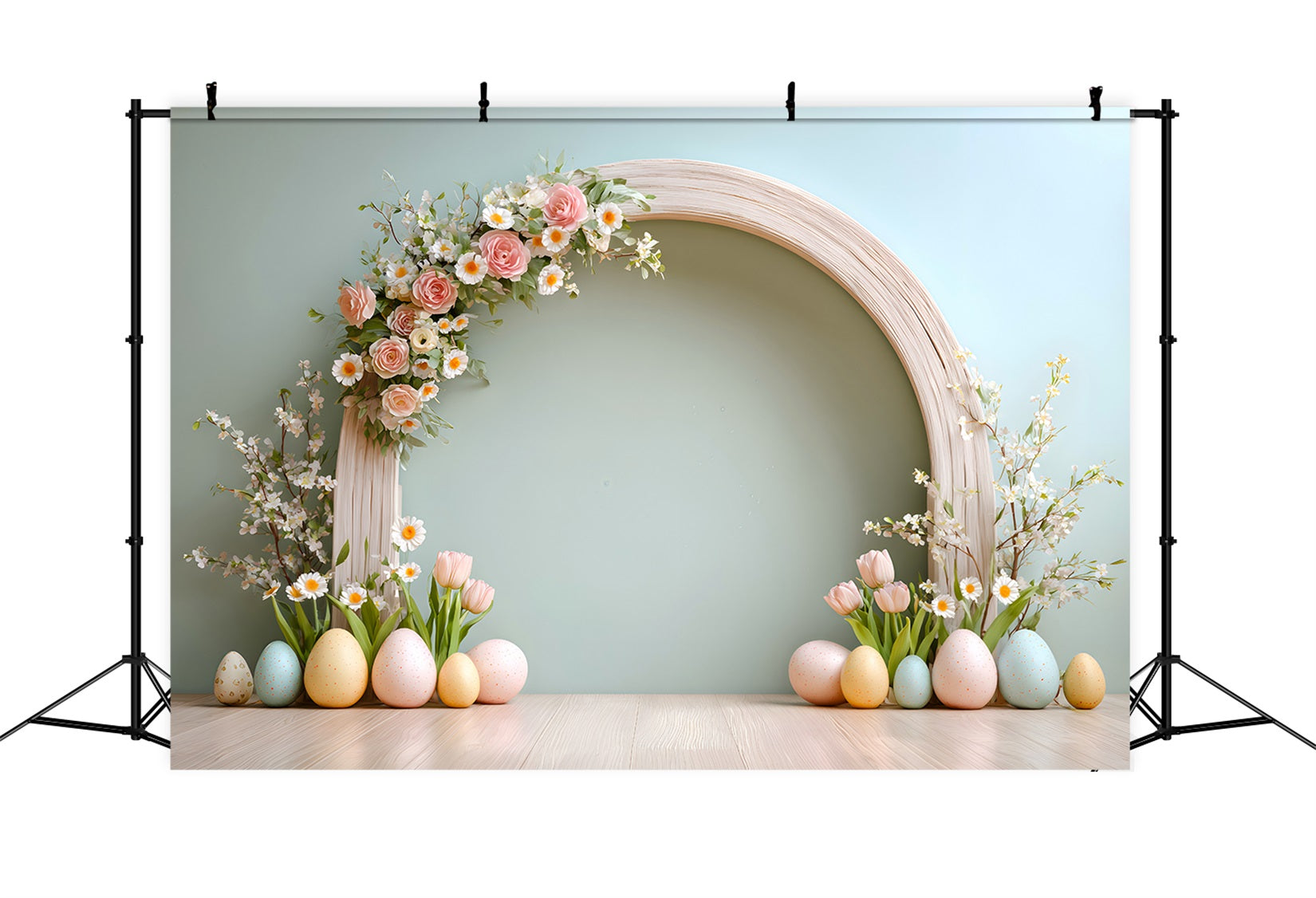 Easter Egg Backdrop Rose Arch Tulip Daisy Easter Backdrop For Pictures By Magali