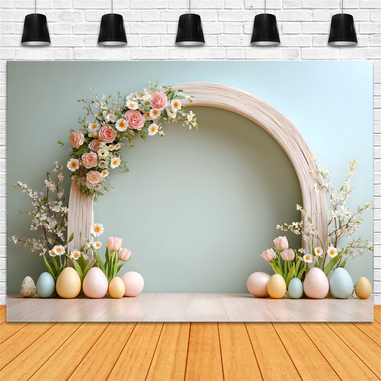Easter Egg Backdrop Rose Arch Tulip Daisy Easter Backdrop For Pictures By Magali
