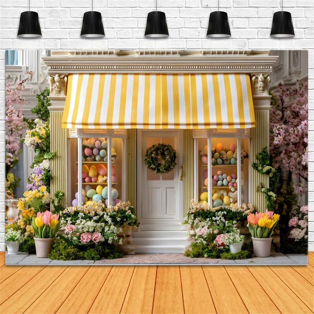 Easter European Garden Backdrop Yellow Awning Egg Shop Backdrop Easter By Magali