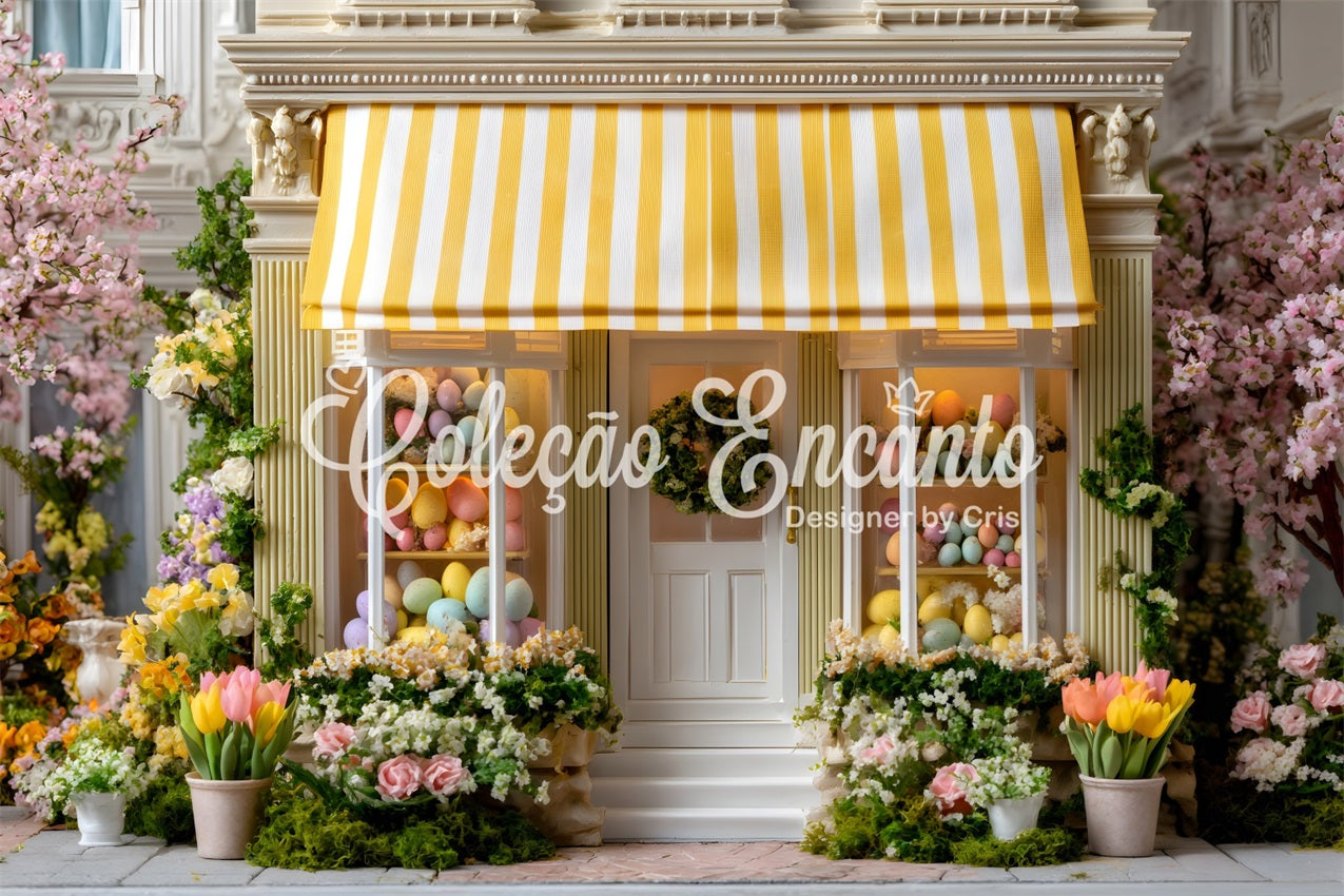 Easter European Garden Backdrop Yellow Awning Egg Shop Backdrop Easter By Magali