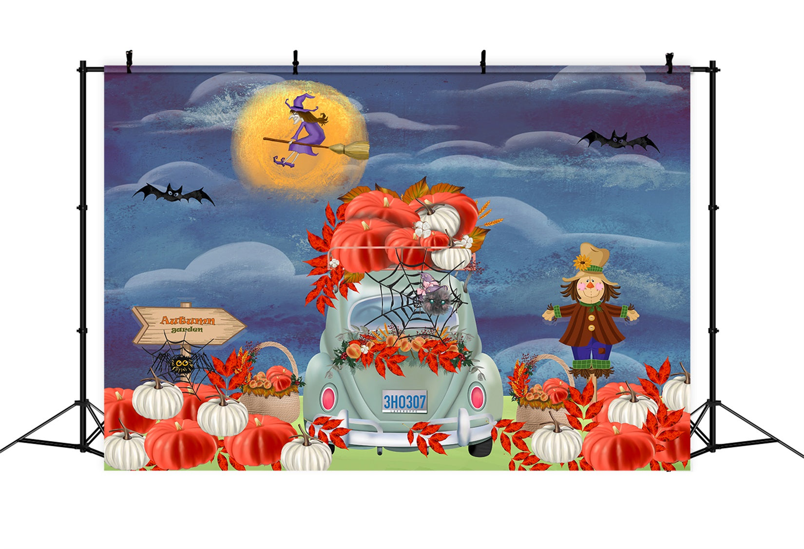 Childrens Backdrops Autumn Pumpkin Car Harvest Moon Halloween Backdrop Kids By Magali