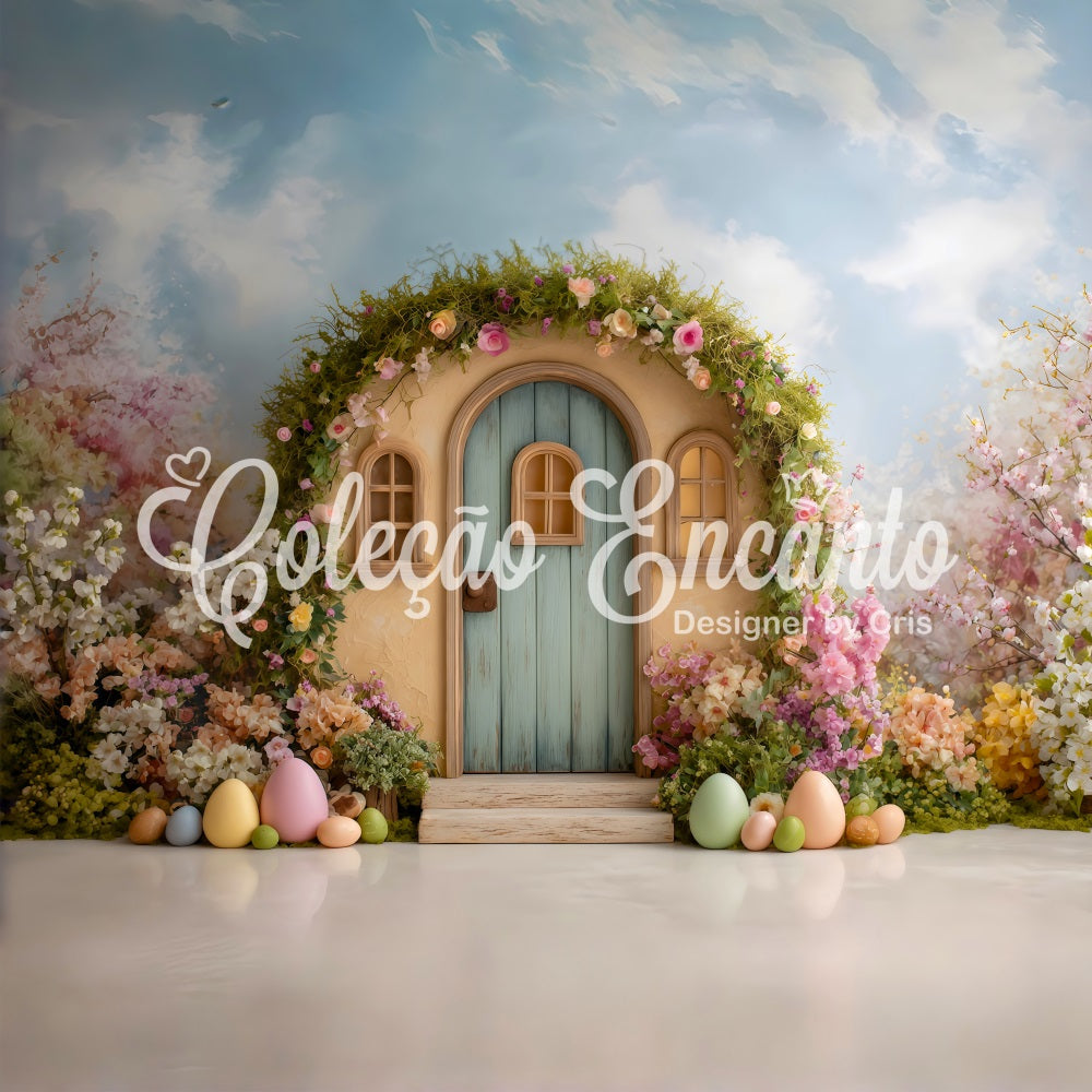 Easter Wreath Doorway Backdrop Floral Arch Tiny Door Outdoor Easter Backdrop By Magali
